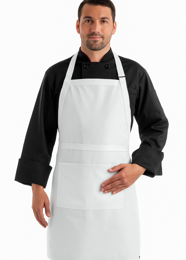 Beyaz Önden Geniş Cepli Şef ve Servis Önlüğü | Dayanıklı Kumaş & Minimal Tasarım