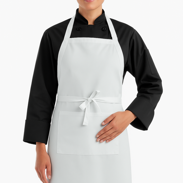 Beyaz Önden Geniş Cepli Şef ve Servis Önlüğü | Dayanıklı Kumaş & Minimal Tasarım