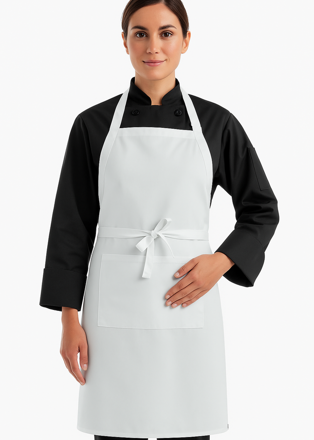 Beyaz Önden Geniş Cepli Şef ve Servis Önlüğü | Dayanıklı Kumaş & Minimal Tasarım