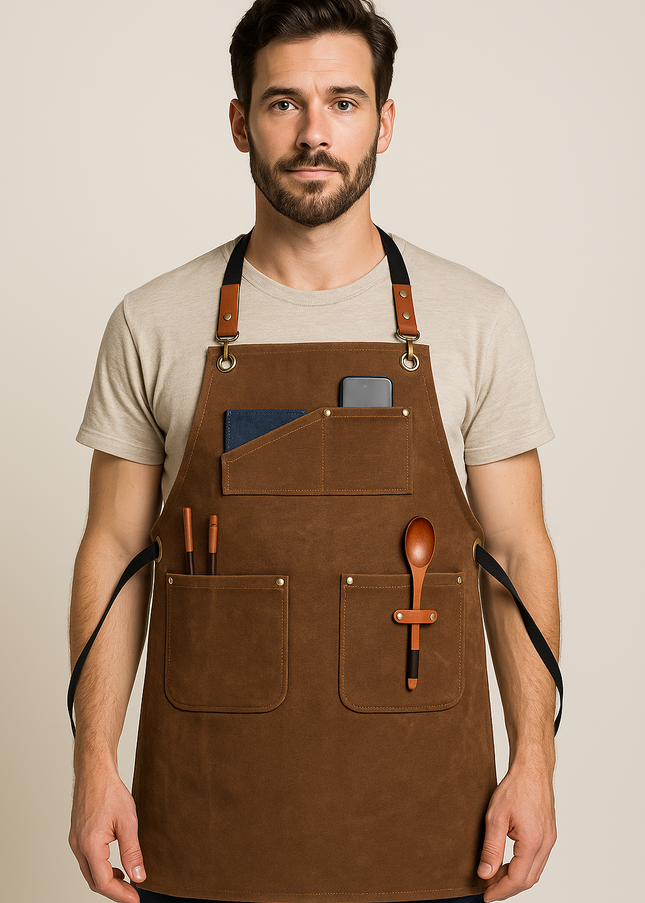 Cafe Restaurant Marka Nakışlı Önlük Tattoo Barista Chef Kuaför Aşçı Tasarım Önlük