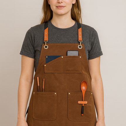 Cafe Restaurant Marka Nakışlı Önlük Tattoo Barista Chef Kuaför Aşçı Tasarım Önlük