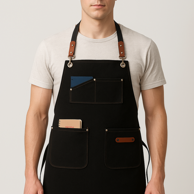 Cafe Restaurant Önlük Siyah Tattoo Barista Chef Kuaför Aşçı Tasarım Önlük