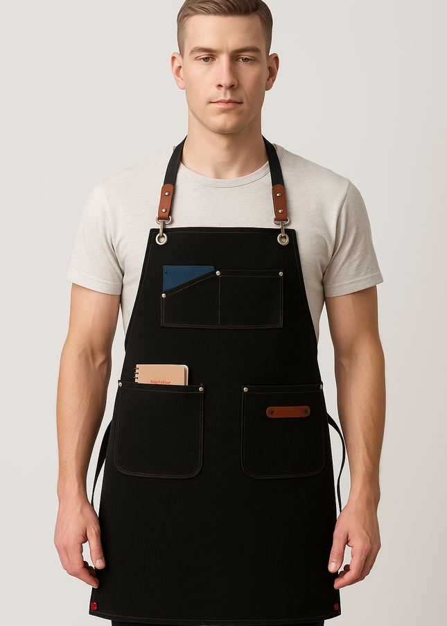 Cafe Restaurant Önlük Siyah Tattoo Barista Chef Kuaför Aşçı Tasarım Önlük