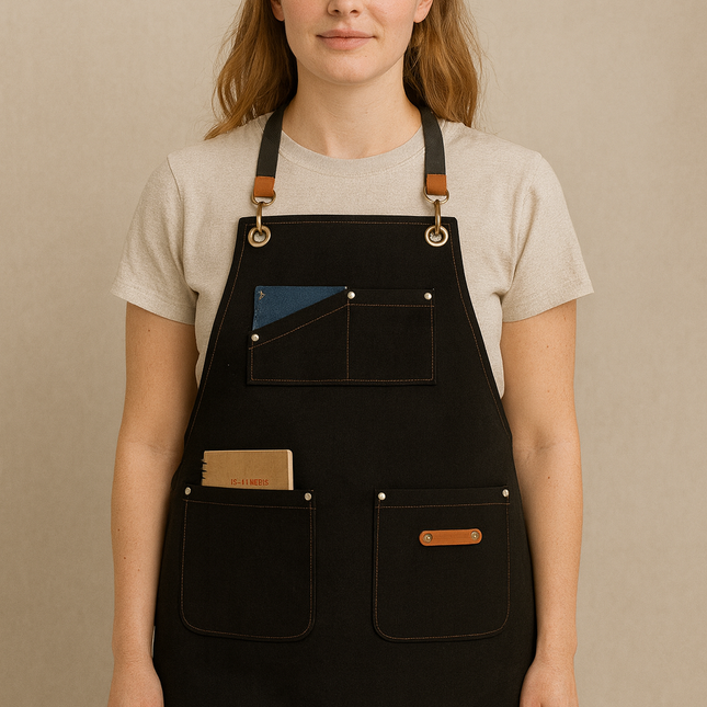 Cafe Restaurant Önlük Siyah Tattoo Barista Chef Kuaför Aşçı Tasarım Önlük