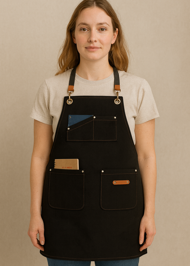 Cafe Restaurant Önlük Siyah Tattoo Barista Chef Kuaför Aşçı Tasarım Önlük