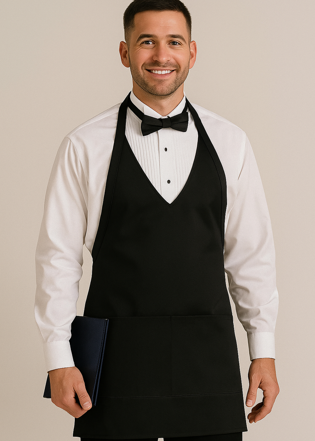 Lupello Lüks Siyah Servis Önlüğü – Profesyonel Garson ve Restoran Kullanımı İçin Premium Apron
